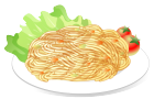 スパゲティセットでミニトマトとレタス付きお皿影付き