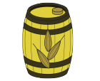 ビールなイメージのラベル用イラストビア樽１