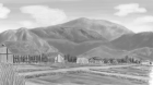 村の風景手描き手塗りアナログ風５