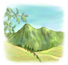 手描き・手塗り風山の風景