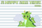 2012年辰（竜）年年賀状テンプレート切絵風b