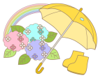 梅雨・雨具・虹・紫陽花