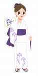 菖蒲の浴衣と女性