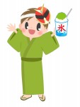 浴衣とかき氷とお面と男の子