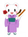 浴衣とりんご飴とチョコバナナとフランクフルトとねずみ