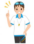スイミングのインストラクター・指差しポーズ