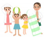 家族と海水浴