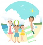 家族と海水浴