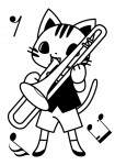 トランペットを演奏する猫